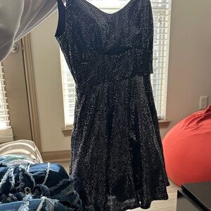 Navy Blue Sequin Sleeveless Dress